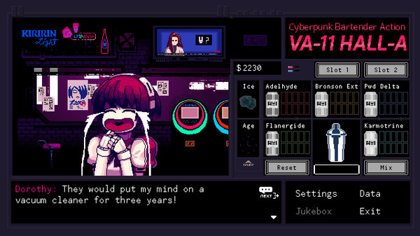 赛博朋克酒保行动｜VA-11 Hall-A: Cyberpunk Bartender Action｜官方中文-v1.2.3.0｜227M｜免安装